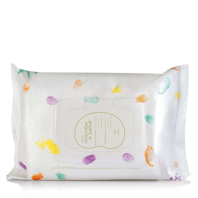 Lenços Umedecidos sem Fragrância Mamãe e Bebê - 50 folhas