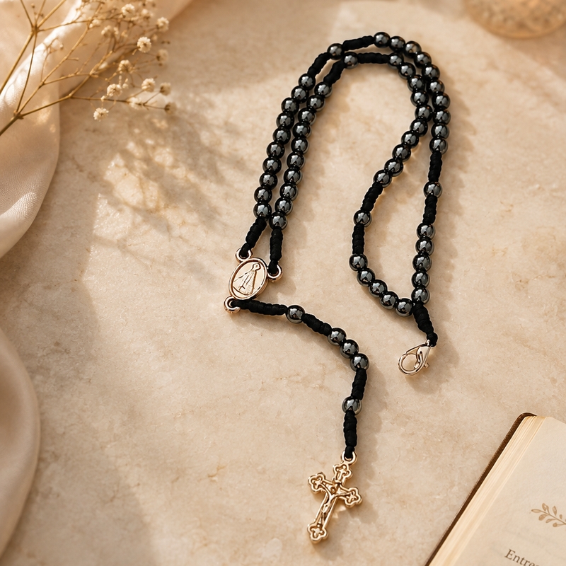 Pulseira Terço Hematita N.Sra. Aparecida