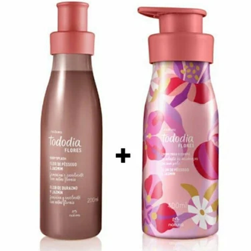 Kit Natura Tododia Flores Flor de Pêssego e Jasmim - 1 Creme para o Corpo 400ml 1 Body Splash 200ml