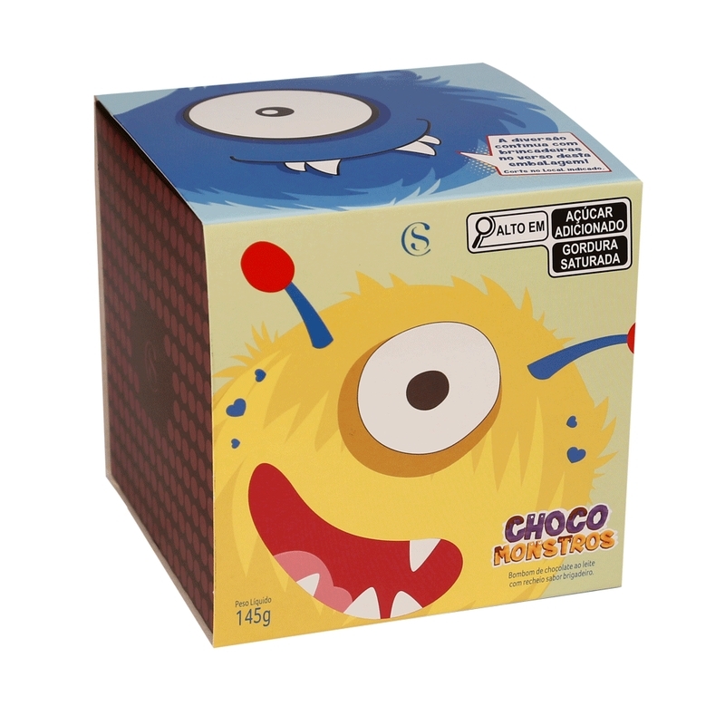 Caixa de Bombons Cubo ao Leite Chocomonstros 145g