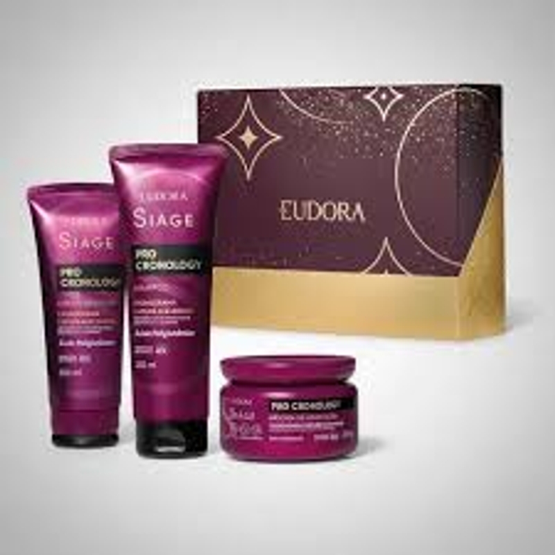 Kit Presente Eudora Pro Cronology - 1 Shampoo 250ml, 1 Condicionador 200ml e 1 Máscara de Hidratação 250g