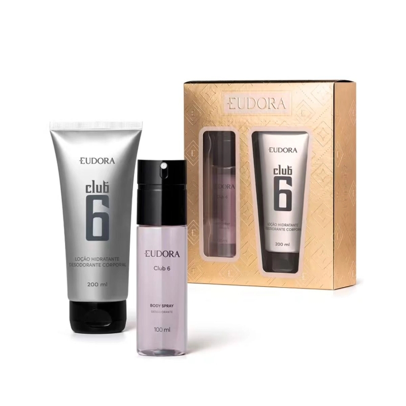 Kit Eudora Club 6 Body Spray 100ml + Loção Hidratante Corporal 200ml