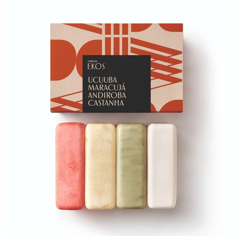 Sabonete Barra puro Vegetal cremoso Ekos Cx c/4 un (Castanha, Andiroba, Ucuuba e Maracujá) 100 g cada
