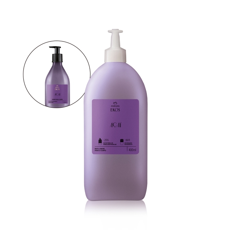 Ekos Refil Creme Desodorante Hidratante Para o Corpo Açaí - 400 ml