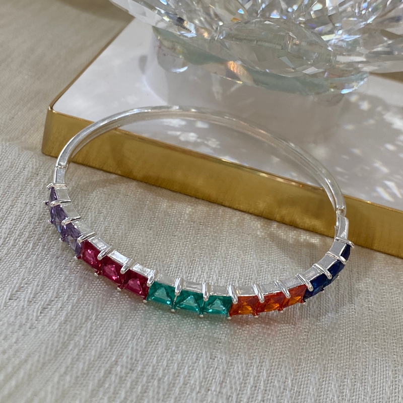 Bracelete Folheado a Prata Cravejado
