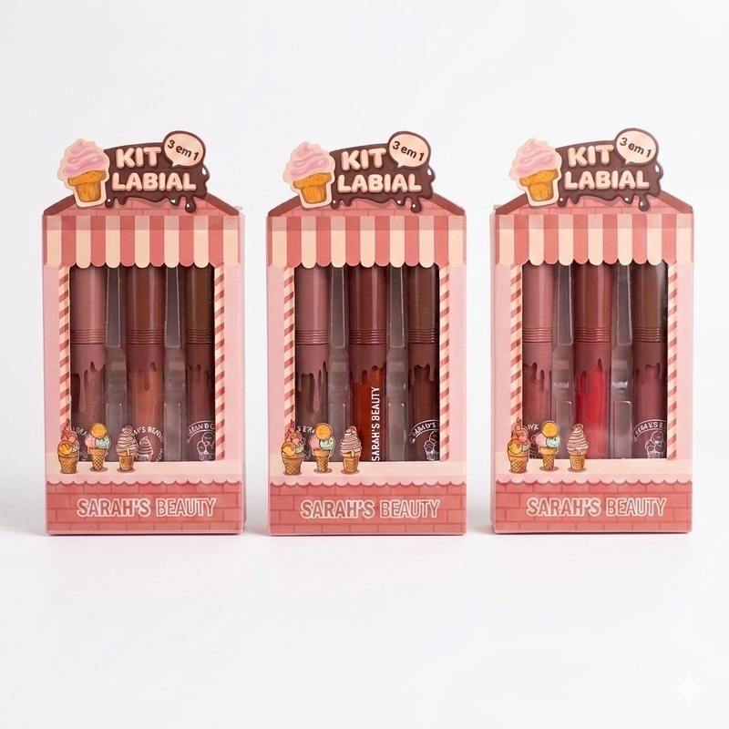 Kit de gloss labial 3 em 1