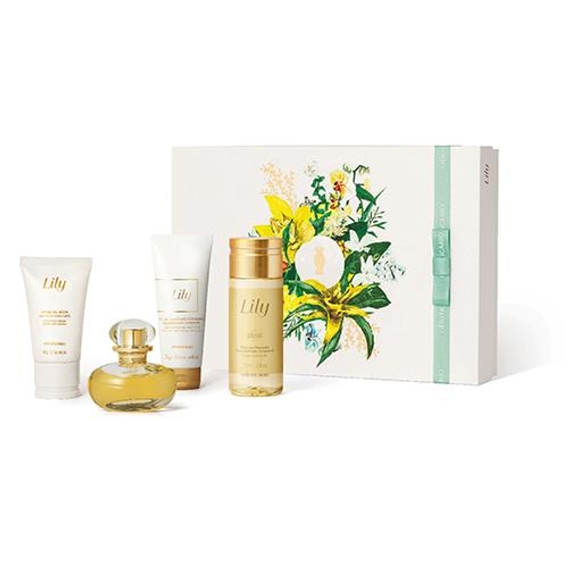 Kit Presente Lily Parfum 30ml, Óleo Corporal 150ml , creme de mãos 50gr e hidratante corporal 75g