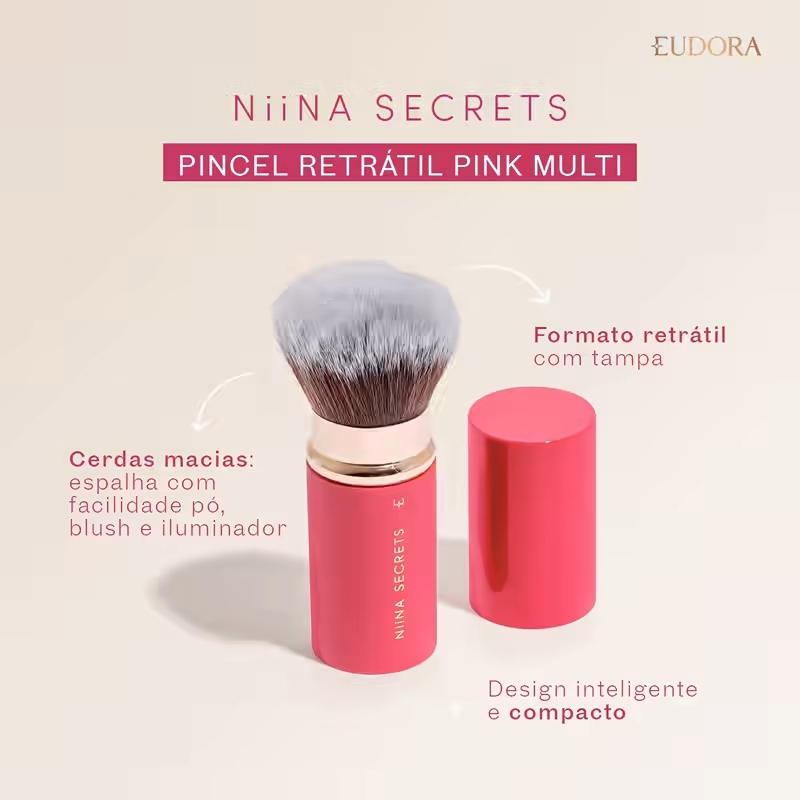 Pincel Retrátil Pink Multi Niina Secrets - Oferta Válida Apenas No Pix