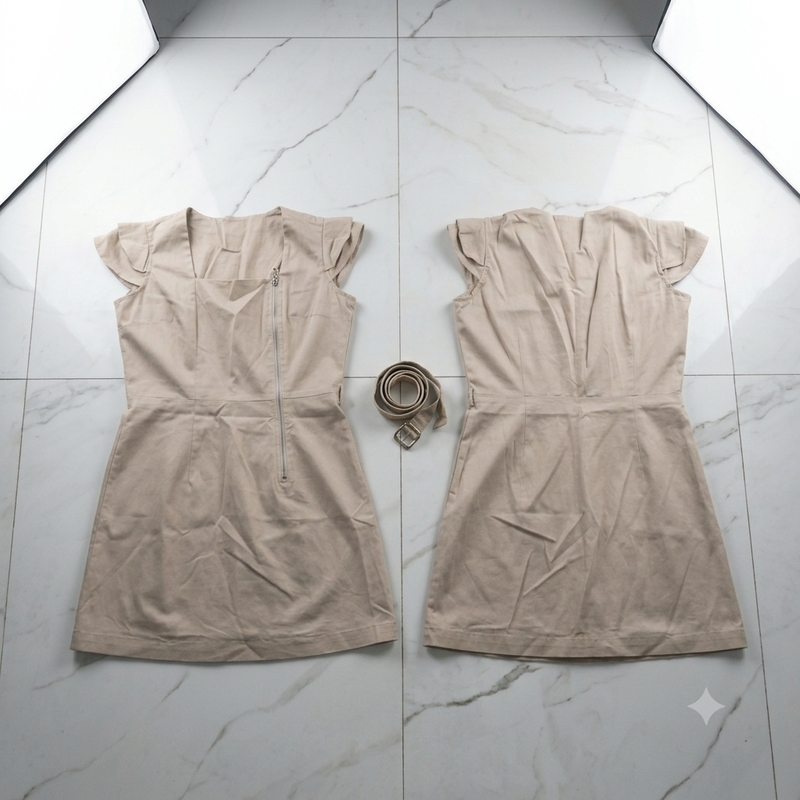 Vestido Com Zíper Na Frente E Costa