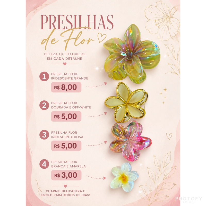 Presilhas Flor, Grande Média Ou Pequena