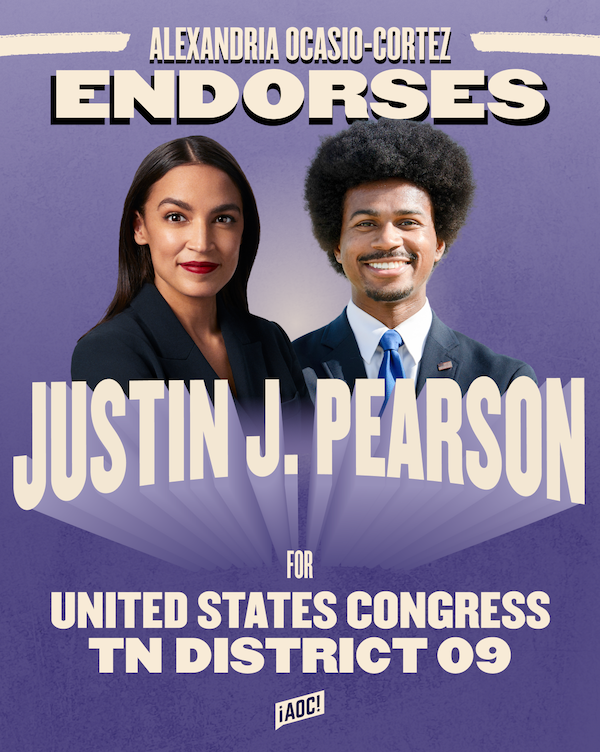 Alexandria Ocasio-Cortez endorses Justin J. Pearson for United States Congress TN-09