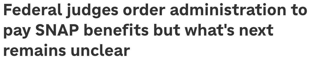 Federal judges order administration to pay SNAP benefits but what's next remains unclear