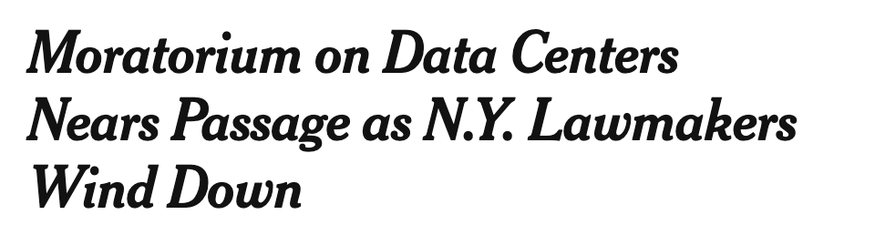 Moratorium on Data Centers Nears Passage as N.Y. Lawmakers Wind Down