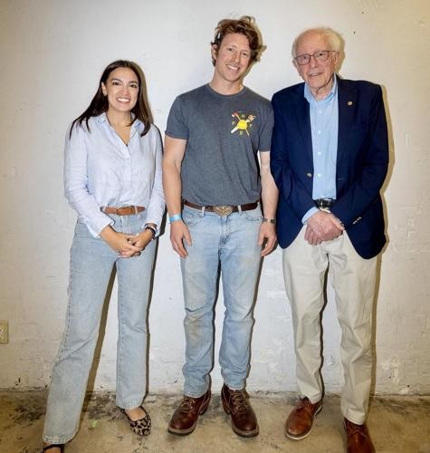 Sam Forstag, Senator Bernie Sanders, and I at the Fighting Oligarchy tour in Montana last year.