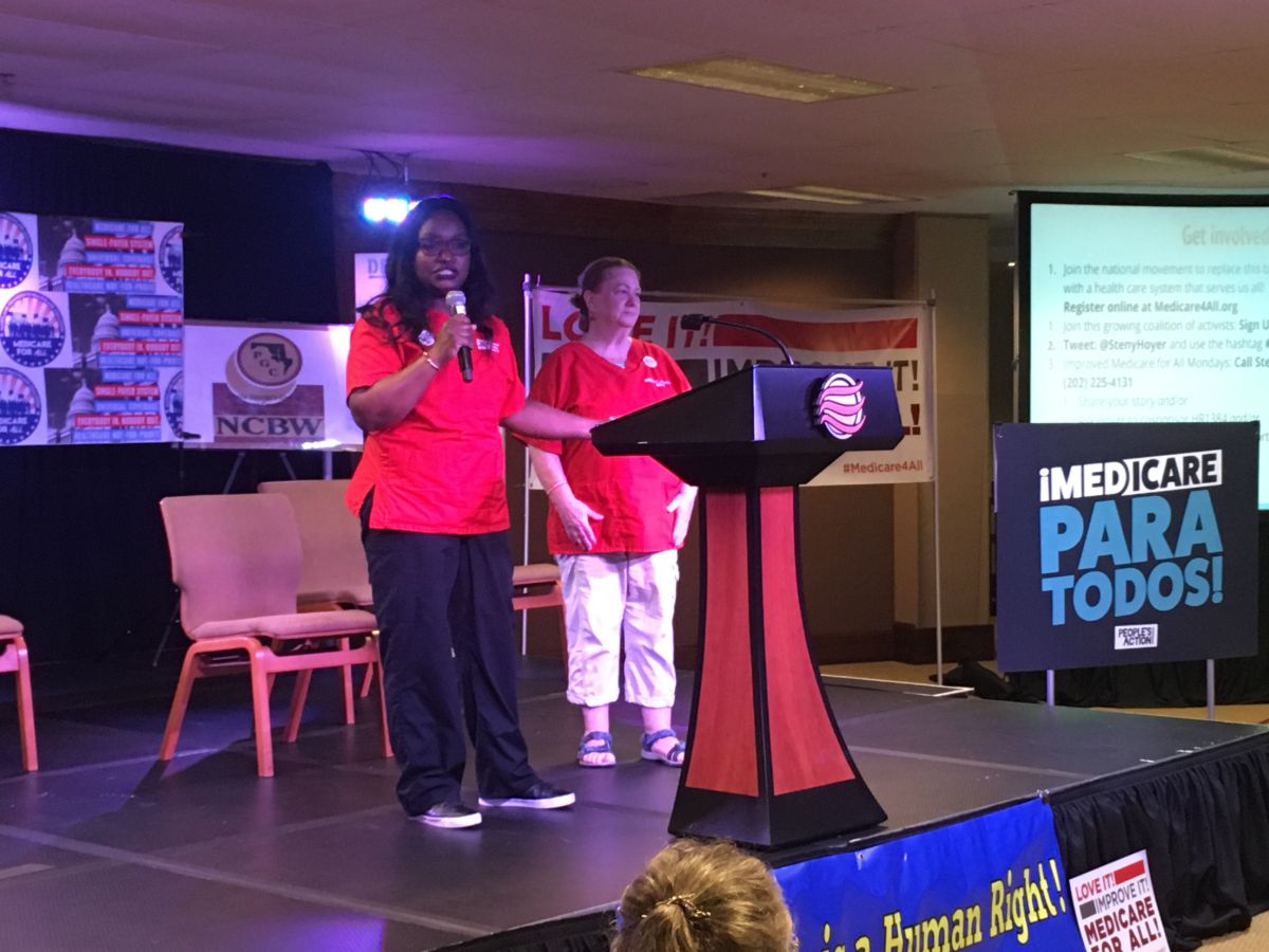 NNU members at a People's Assembly in 2019