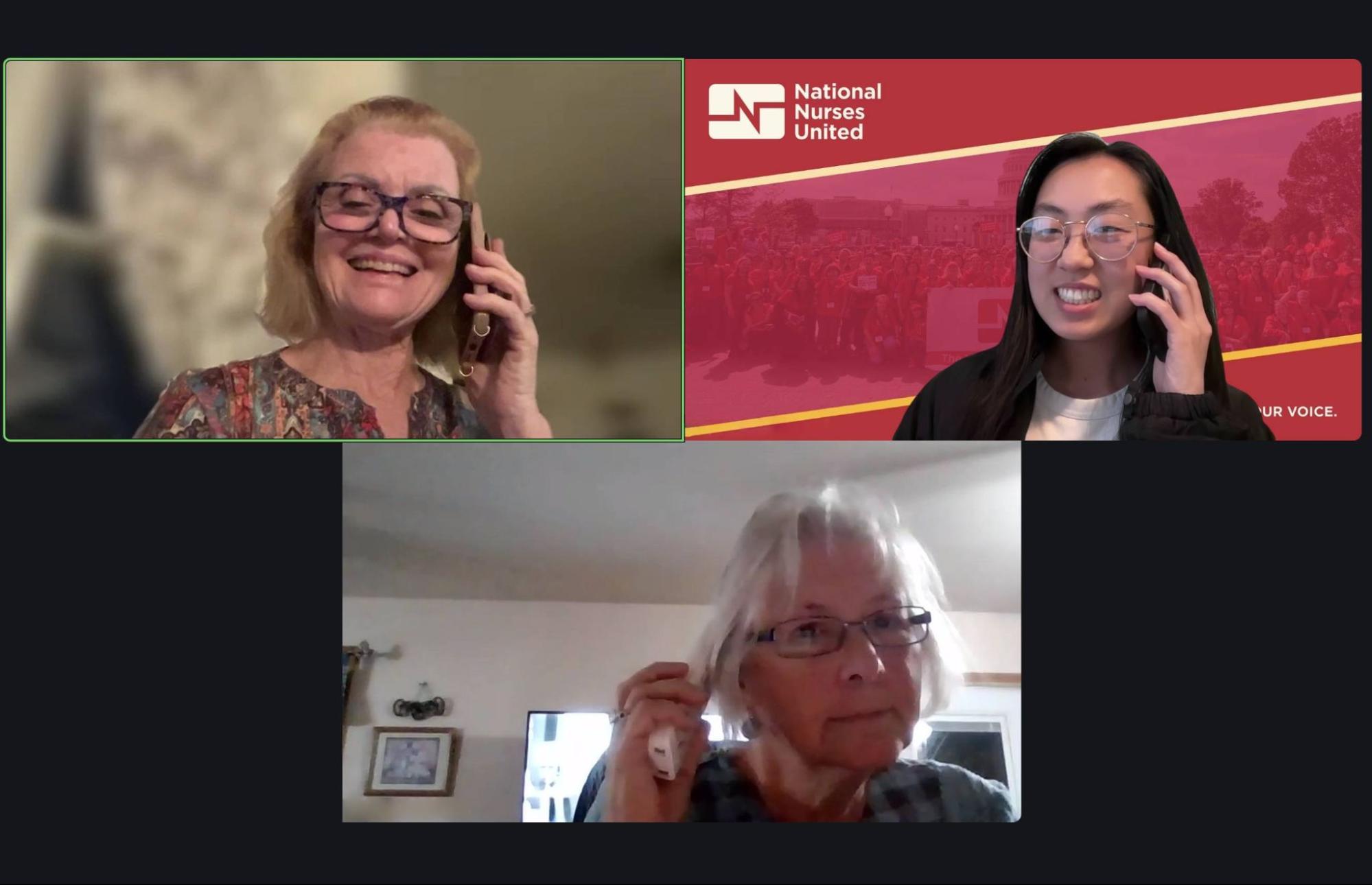 Screenshot of a Zoom call with Call Team volunteers