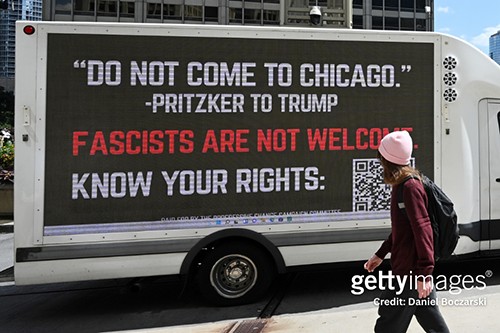 Billboard Truck in Chicago: FASCISTS ARE NOT WELCOME