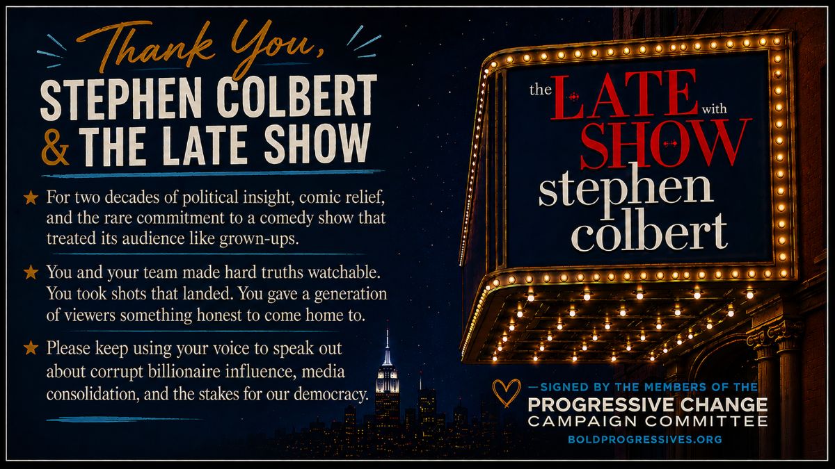 Thank you card for Stephen Colbert.