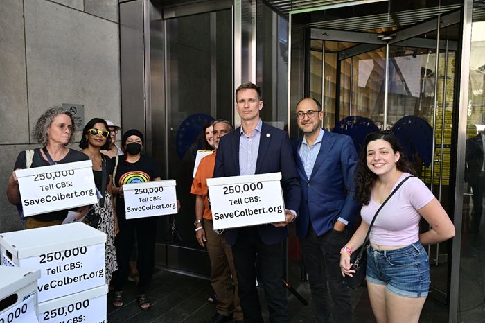 Delivering the petitions to CBS.