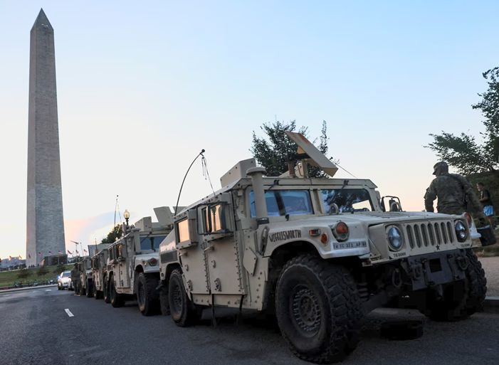 Humvees in front of the Washington Monument. Disgraceful.