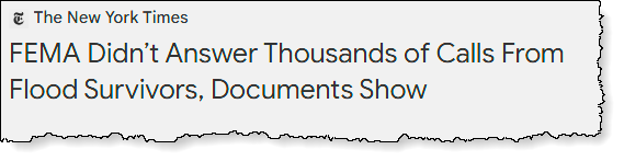 NY Times: FEMA didn't answer thousands of calls from flood survivors
