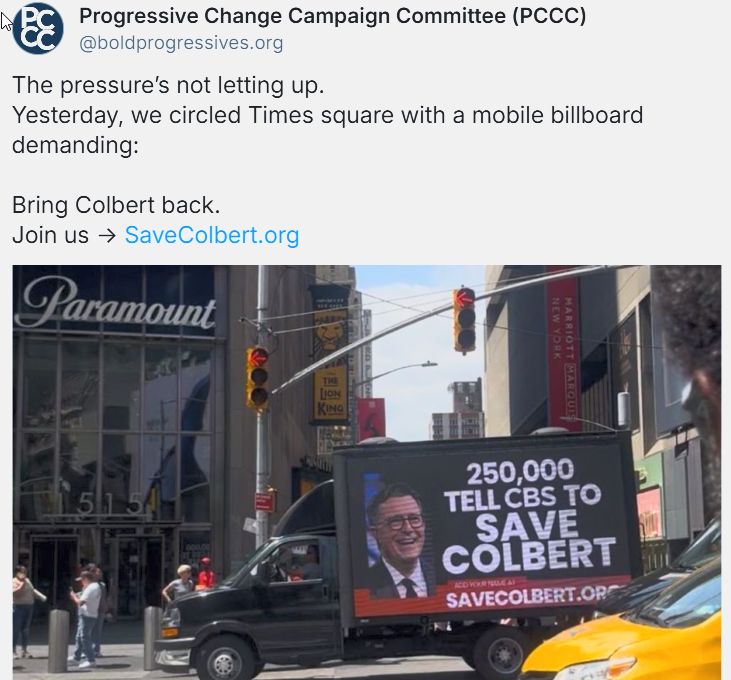 Our billboard truck for Colbert in New York City