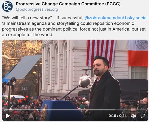 Share the video clip from Zohran Mamdani's inauguration speech.