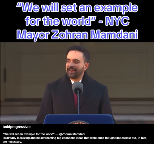 Share the video clip from Zohran Mamdani's inauguration speech.