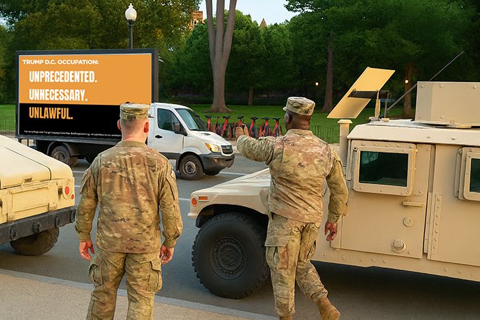 Humvees in front of the Washington Monument. Disgraceful.
