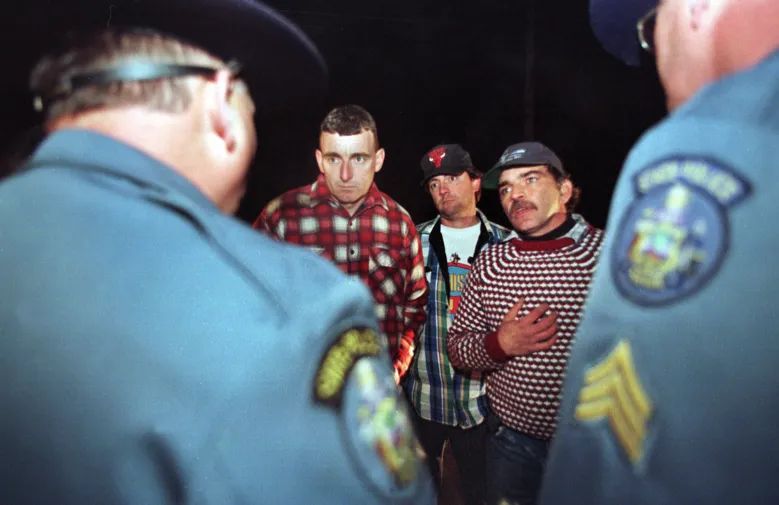 Troy Jackson at age 28 with fellow loggers fighting for fair wages.