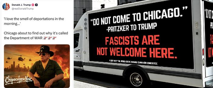 Trump just declared war on Chicago. Our moving billboard answers back.