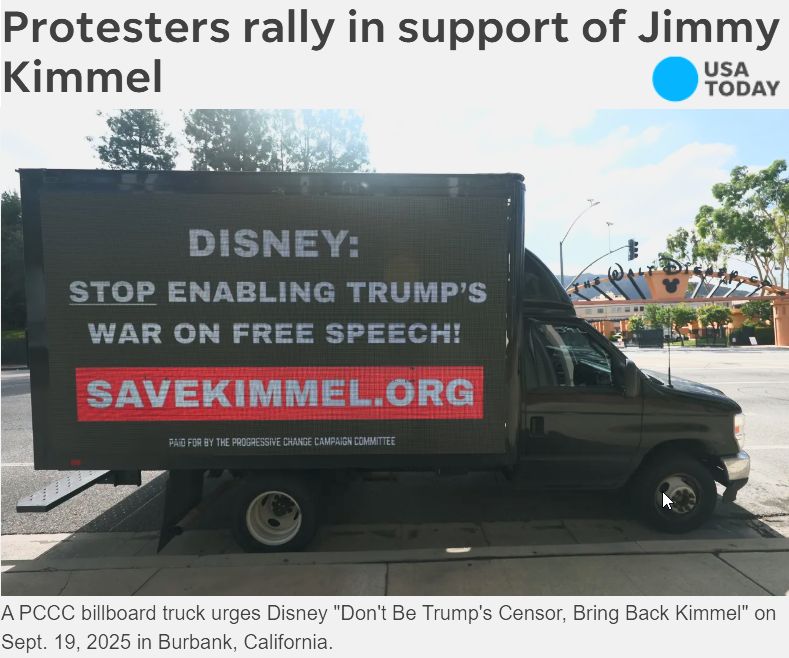 Our billboard truck for Kimmel circles Disney / ABC headquarters in Burbank.
