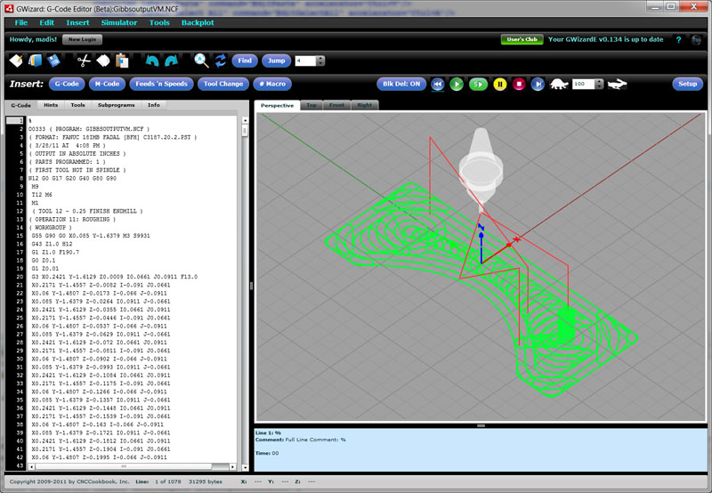 Constant Tool Engagement in G-Wizard Editor