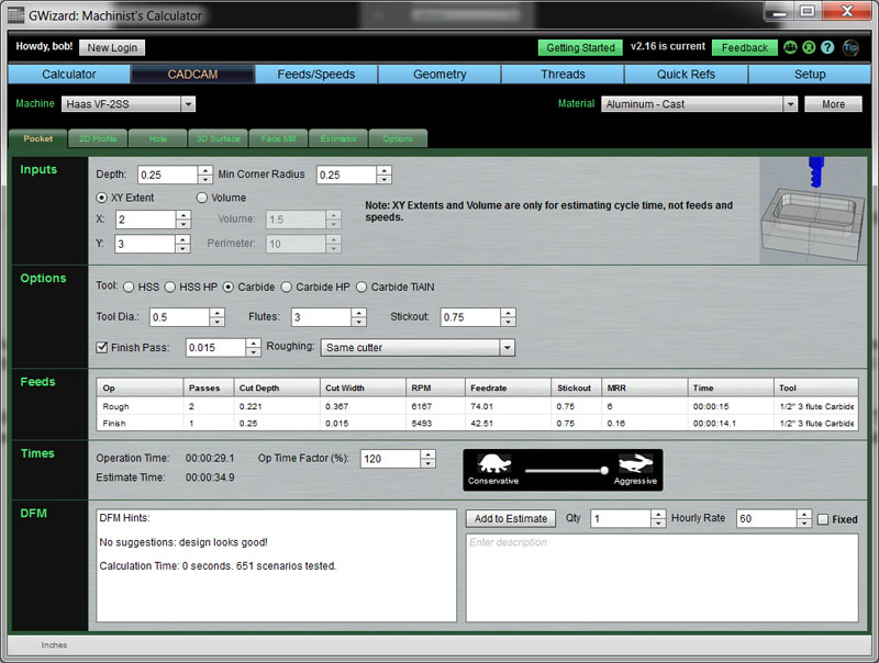 CADCAM Pocketing Parameters