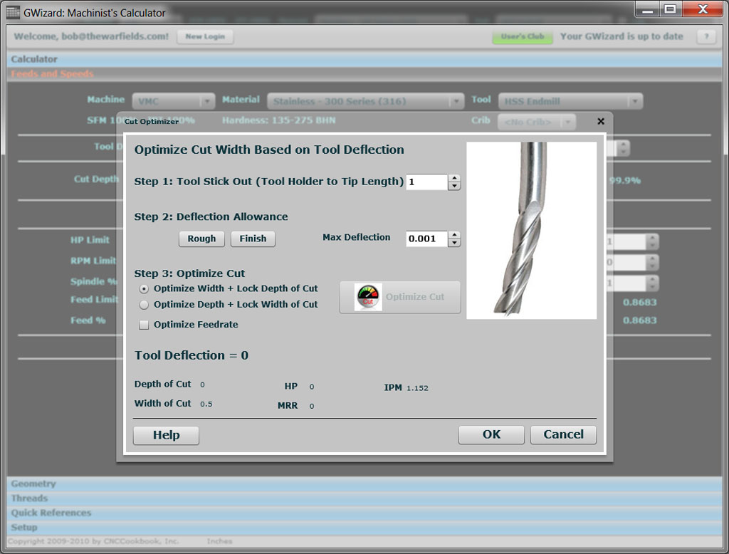 G-Wizard Cut Optimizer minimizes tool deflection