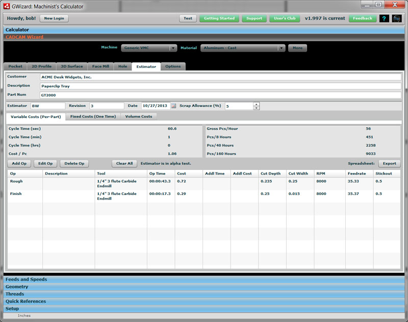 CADCAM Estimator