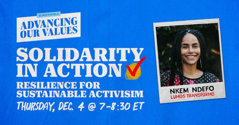 Solidarity in Action: Resilience for Sustainiable Activism on Thursday, December 4