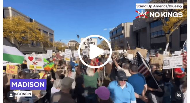 Indivisible Instagram video showing a collection of clips from No Kings protests all across America -- Click to watch the full video.