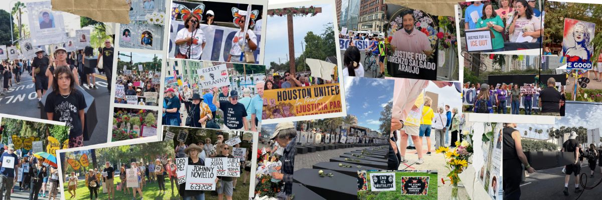 Vigils, marches, and protests from the July 25 ICE Out Day of Action. Photos from Disappeared in America coalition.
