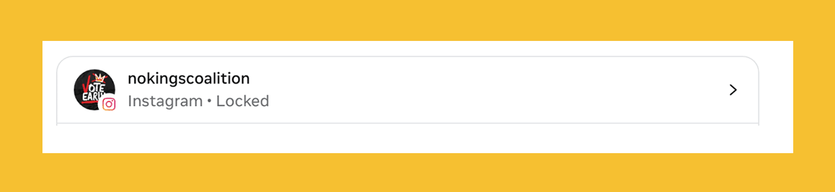 A screenshot showing the No Kings account is locked