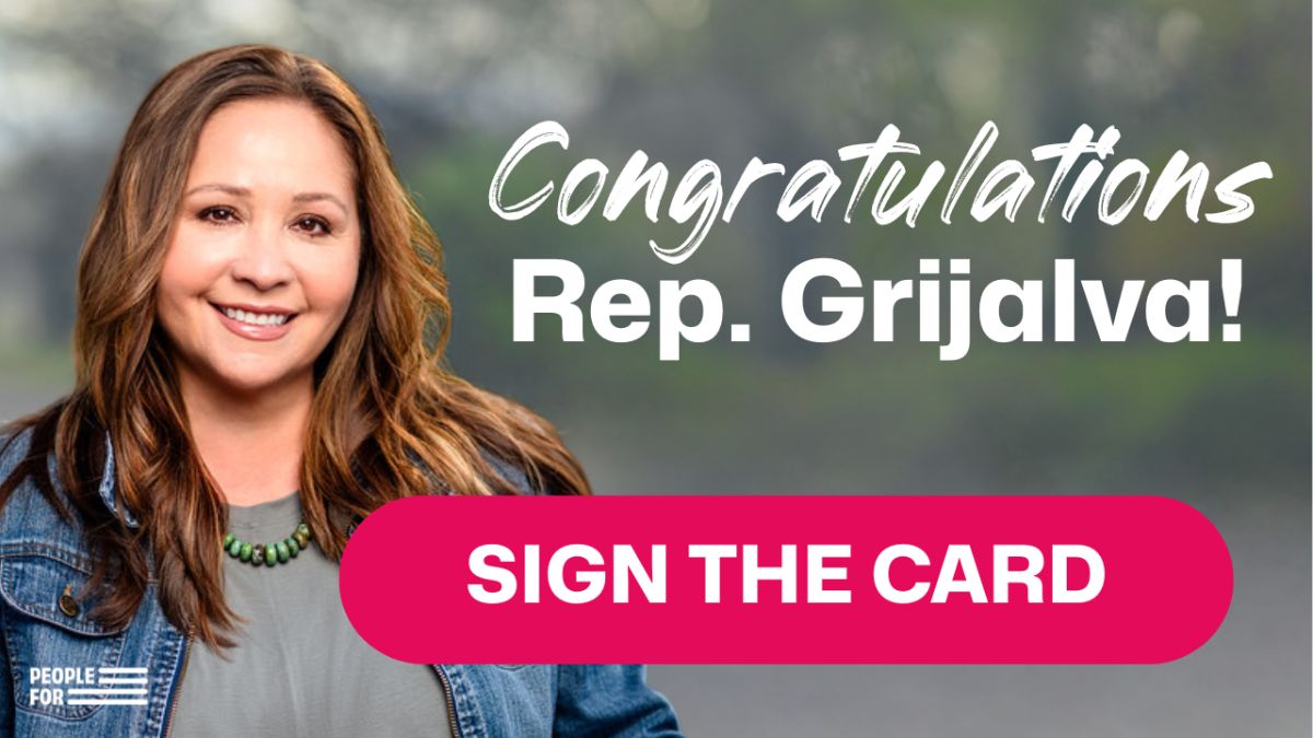 Graphic of an e-card congratulating Rep. Adelita Grijalva