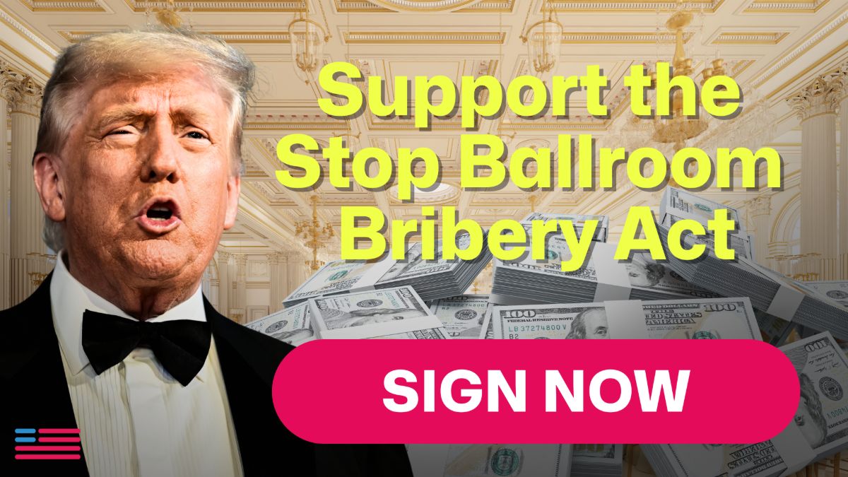 Graphic of Trump in a tuxedo in his White House ballroom rendering.