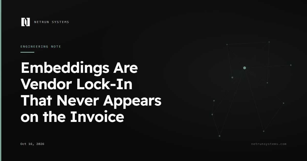 Embeddings Are Vendor Lock-In That Never Appears on the Invoice