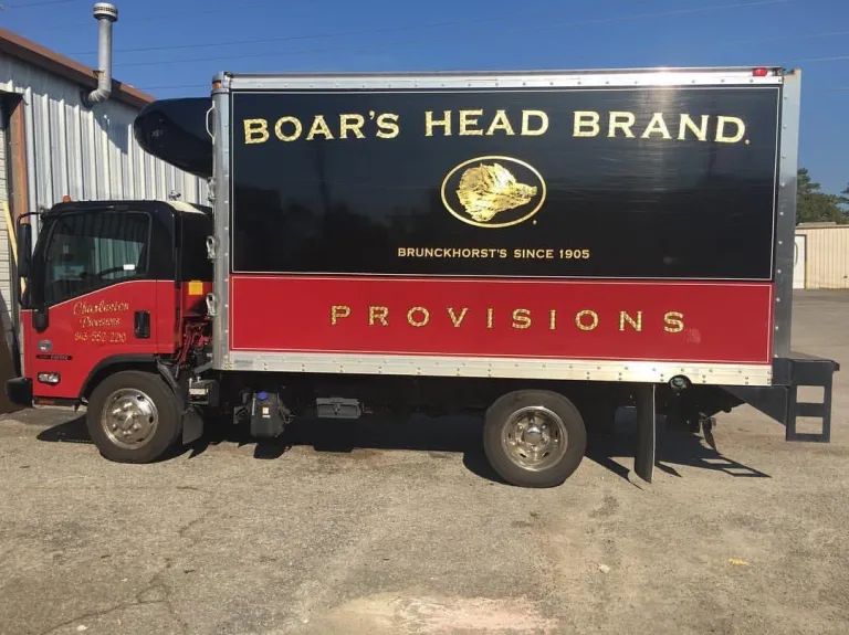 Boar's Head Brand box truck with full graphic wrap applied along the side.