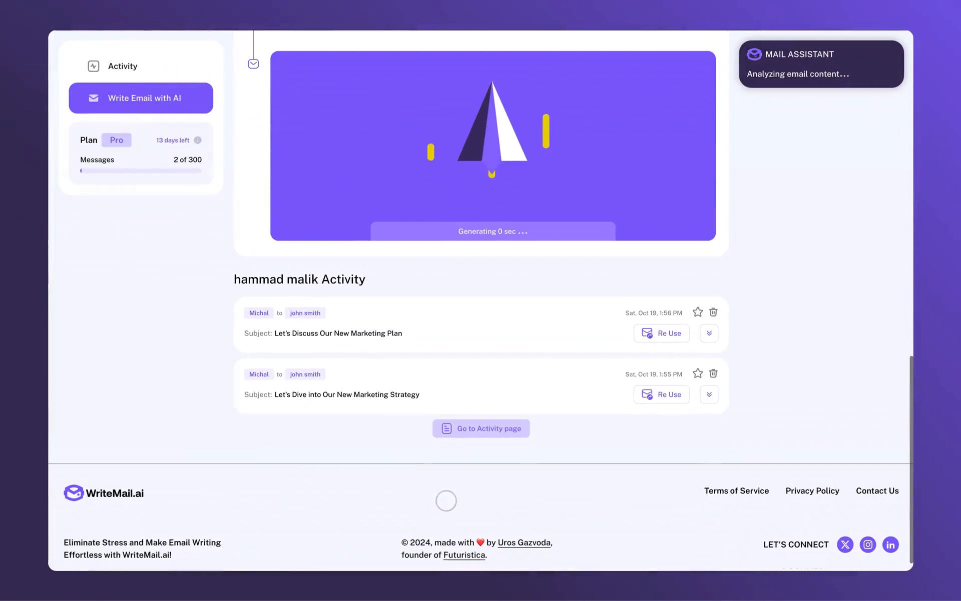 AI Writer demo video thumbnail - AI email writing tool interface