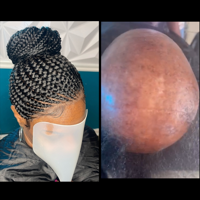 Updo Braided Ghana Bun with frontal