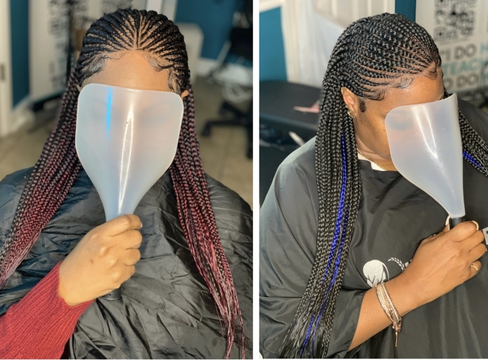 Half feed in braids half box Braids with frontal added