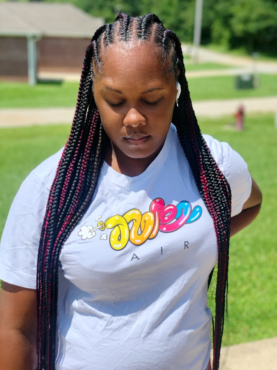 Feed In/Knotless Braid Combo (6-8 Stitch Braids for Top Half)