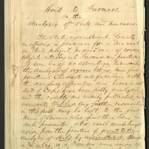 Hints to Farmers, On the Analysis of Soil and Manure