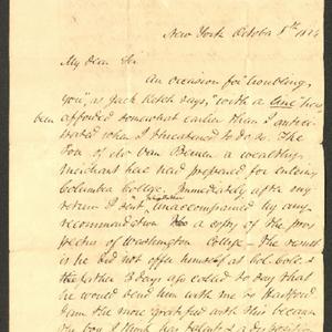 Letter from George W. Doane to Hector Humphreys